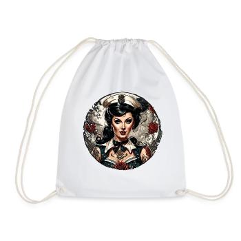 Marin / Pin-up / Navire / Bateau / Ancre / Dame - Sac de sport léger - blanc - Devant