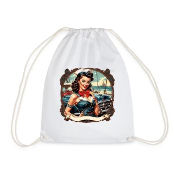 Marin / Pin-up / Navire / Bateau / Ancre / Dame - Sac de sport léger - blanc - Devant