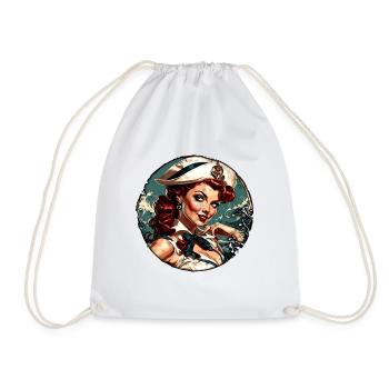 Marin / Pin-up / Navire / Bateau / Ancre / Dame - Sac de sport léger - blanc - Devant