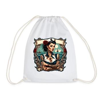 Marin / Pin-up / Navire / Bateau / Ancre / Dame - Sac de sport léger - blanc - Devant