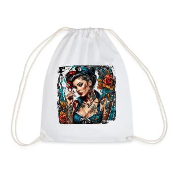 Marin / Pin-up / Navire / Bateau / Ancre / Dame - Sac de sport léger - blanc - Devant
