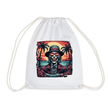 Zombie / Beach / Island / Vacation / Summer / Sun - Drawstring Bag - white - Front