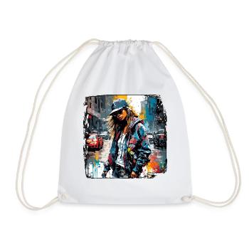 Rappeur / Hip Hop / Chanson / Cool / Rimes / Beat - Sac de sport léger - blanc - Devant