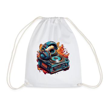 Headphones / Audio / Music / Sound / Cool - Drawstring Bag - white - Front