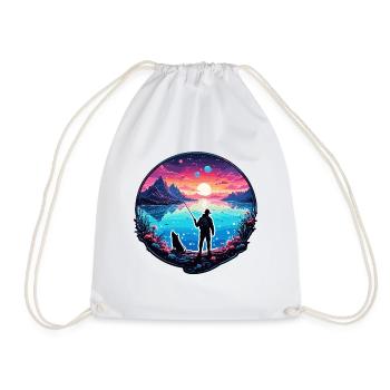 Pêcheur Siluette / Pêche / Poissons / Lac / Sport - Sac de sport léger - blanc - Devant