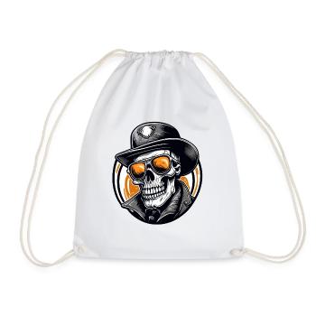 Skull / Totenkopf / Skelett / Gothic / Tattoo - Turnbeutel - Weiß - Vorne