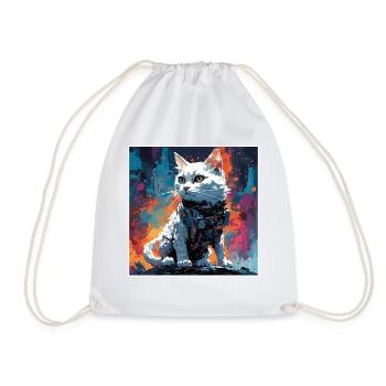 Astronaute / Espace / Animal / Chat / Vaisseau spatial - Sac de sport léger - blanc - Devant