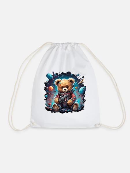 Astronaut / Weltall / Tier / Teddybär / Raumschiff - Turnbeutel - Weiß