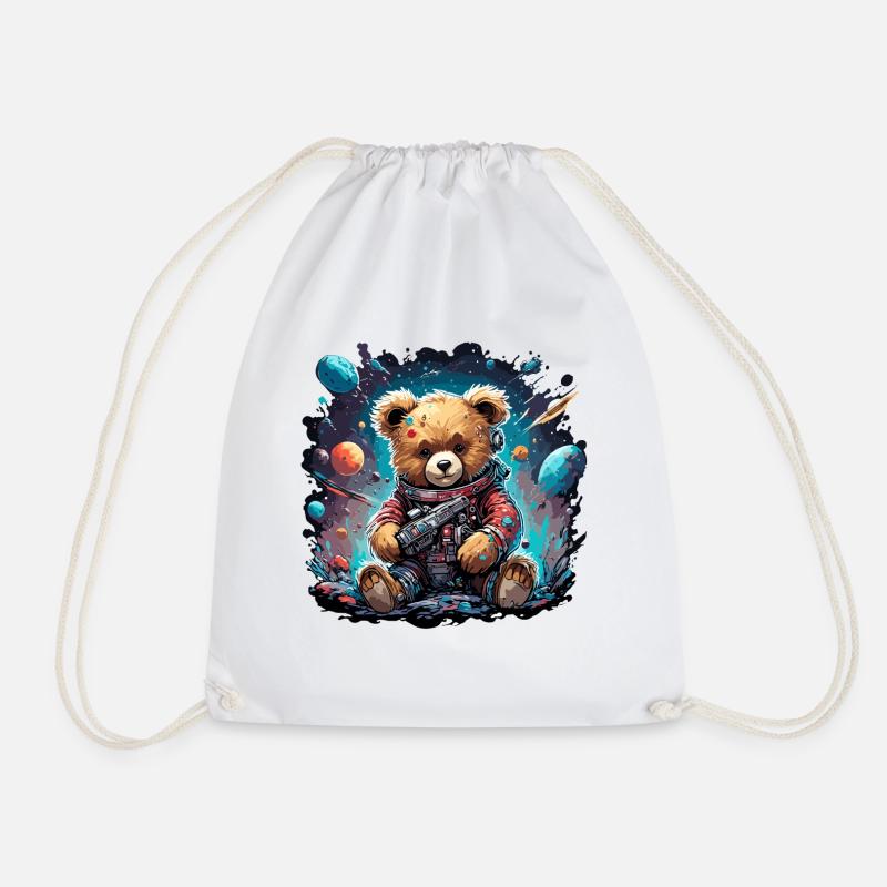 Astronaut / Weltall / Tier / Teddybär / Raumschiff - Turnbeutel - Weiß