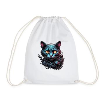 Cool Cat / Funny / Animal / Pet / Crazy - Drawstring Bag - white - Front
