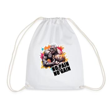 Bodybuilder / Sports / Fitness / Monkey / Muscles - Drawstring Bag - white - Front