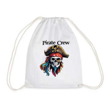 Pirat / Ahoi / Anker / Kapitän / Totenkopf / Rum - Turnbeutel - Weiß - Vorne