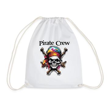Pirat / Ahoi / Anker / Kapitän / Totenkopf / Rum - Turnbeutel - Weiß - Vorne