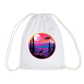 Wolf / Pack / Forest / Wild / Wildlife / Howl - Drawstring Bag - white - Front
