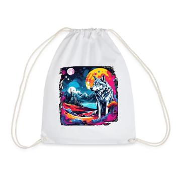 Wolf / Pack / Forest / Wild / Wildlife / Howl - Drawstring Bag - white - Front