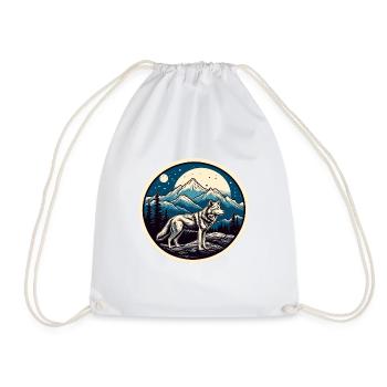 Wolf / Pack / Forest / Wild / Wildlife / Howl - Drawstring Bag - white - Front