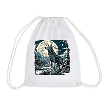 Wolf / Pack / Forest / Wild / Wildlife / Howl - Drawstring Bag - white - Front