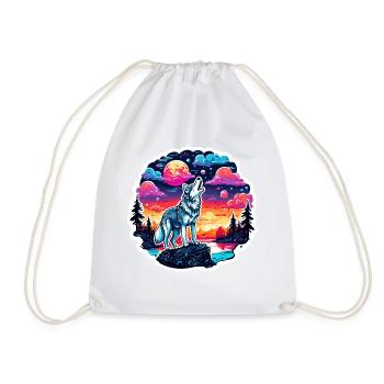 Wolf / Pack / Forest / Wild / Wildlife / Howl - Drawstring Bag - white - Front