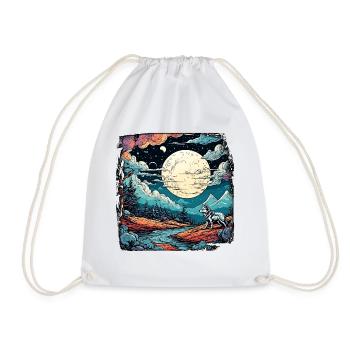 Wolf / Pack / Forest / Wild / Wildlife / Howl - Drawstring Bag - white - Front