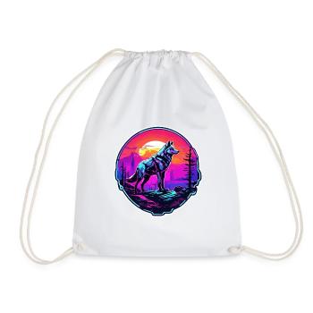 Wolf / Pack / Forest / Wild / Wildlife / Howl - Drawstring Bag - white - Front