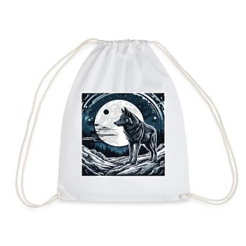 Wolf / Pack / Forest / Wild / Wildlife / Howl - Drawstring Bag - white - Front