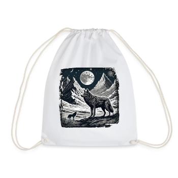 Wolf / Pack / Forest / Wild / Wildlife / Howl - Drawstring Bag - white - Front