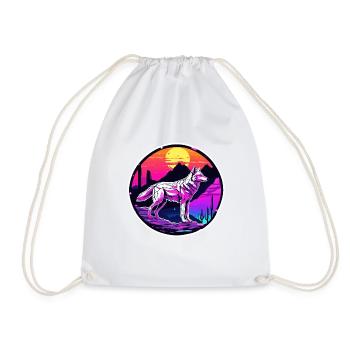 Wolf / Pack / Forest / Wild / Wildlife / Howl - Drawstring Bag - white - Front