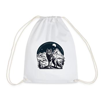 Wolf / Pack / Forest / Wild / Wildlife / Howl - Drawstring Bag - white - Front