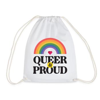 LGBT Pride Month - Queer and Proud - Drawstring Bag - white - Front