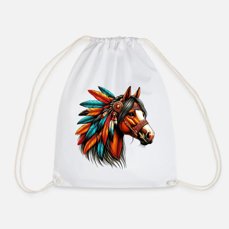 Indianerpferd Indianer Indianer - Turnbeutel - Weiß