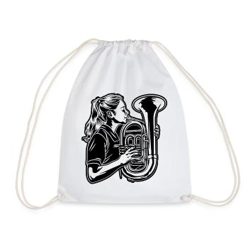 Tuba Girl - Drawstring Bag - white - Front