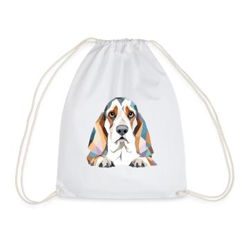 Basset Hound Playful Adorable Fun Animal Colorful - Drawstring Bag - white - Front