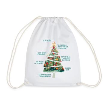 CHRISTMAS TREE WATERCOLOR CHART - Drawstring Bag - white - Front