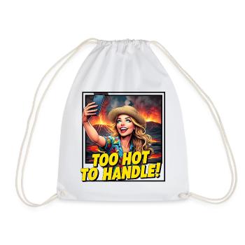 Too Hot to Handle – Selfie by the Volcano - Drawstring Bag - white - Front