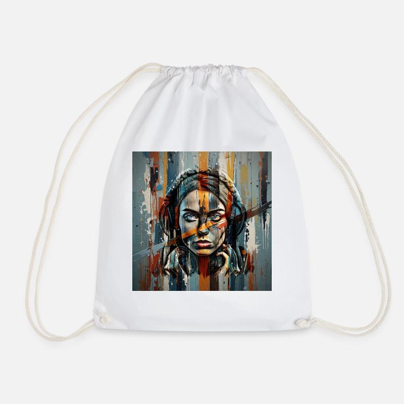 Femme avec des écouteurs - Sac de sport léger - blanc