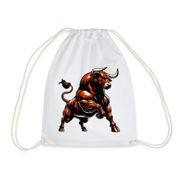 Bull - Drawstring Bag - white - Front