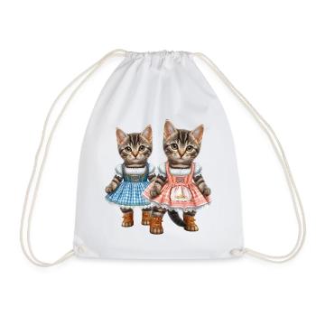 Dirndl kitties - Drawstring Bag - white - Front