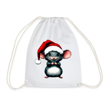 Mäuse Weihnachten / Weihnachtsmann Maus - Turnbeutel - Weiß - Vorne