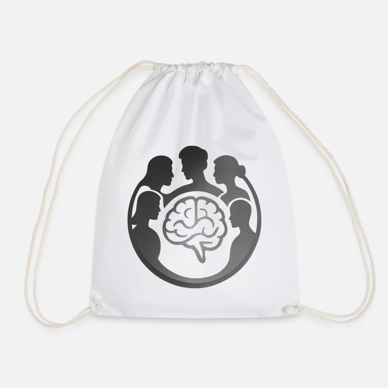 Community Brain Circle - Drawstring Bag - white