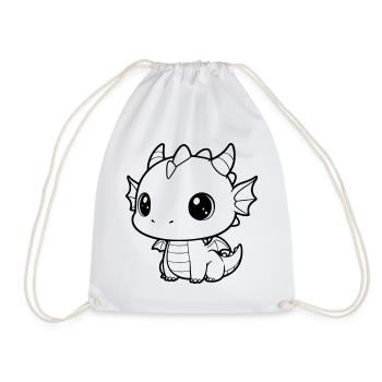 Cute Baby Dragon | Kawaii & Cuddly Vector - Drawstring Bag - white - Front