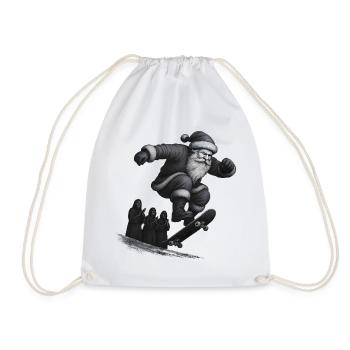 Christmas Skate Santa Jump - Drawstring Bag - white - Front
