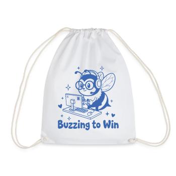 Gaming Biene am PC Buzzing to Win - Turnbeutel - Weiß - Vorne