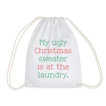Christmas sweater - Drawstring Bag - white - Front