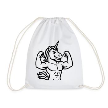 Contour noir de la mascotte licorne minimaliste - Sac de sport léger - blanc - Devant