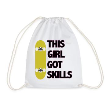 This Girl Got Skills - Drawstring Bag - white - Front