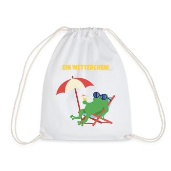 Frosch Strandurlaub mit Cocktail. Geiles Wetter! - Turnbeutel - Weiß - Vorne