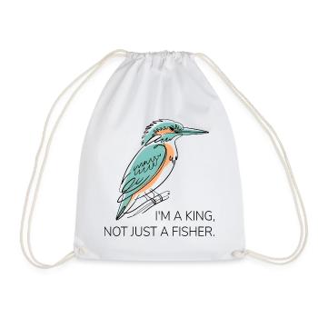 I'm a King – Kingfisher Pun Design - Drawstring Bag - white - Front