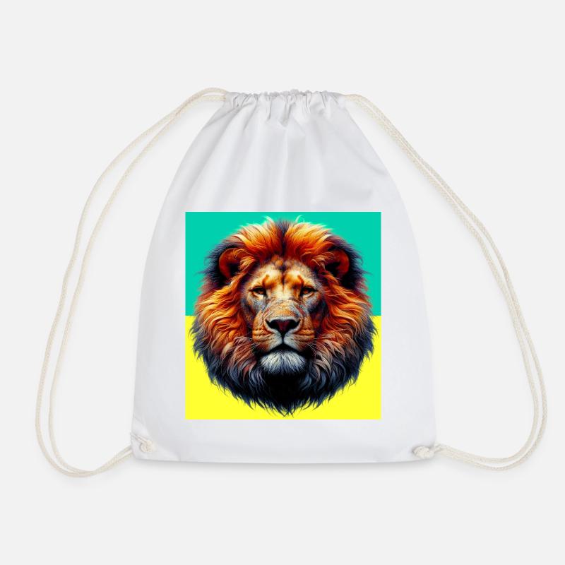 lion - Drawstring Bag - white