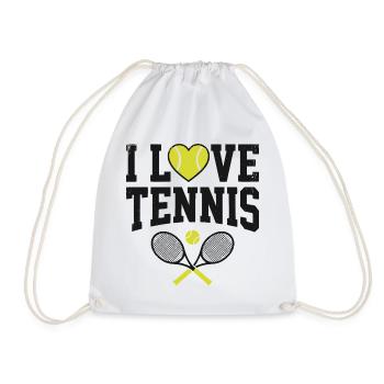 Tennis T-shirt, I Love Tennis Shirt, Hoodie, Tasse - Turnbeutel - Weiß - Vorne