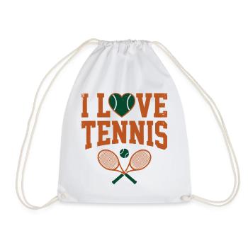 I Love Tennis Paris, Stylisches Tennis Fan Shirt - Turnbeutel - Weiß - Vorne